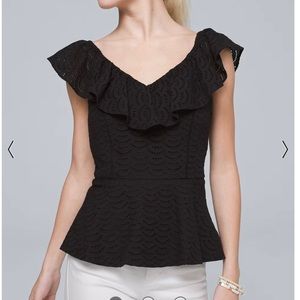 White House Black Market Eyelet Ruffle Top XS brand new with tags BNWT